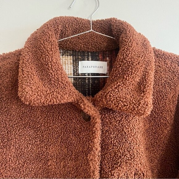 Paraphrase Thick Sherpa Fleece Lined  Rust Shacket - Picture 6 of 13